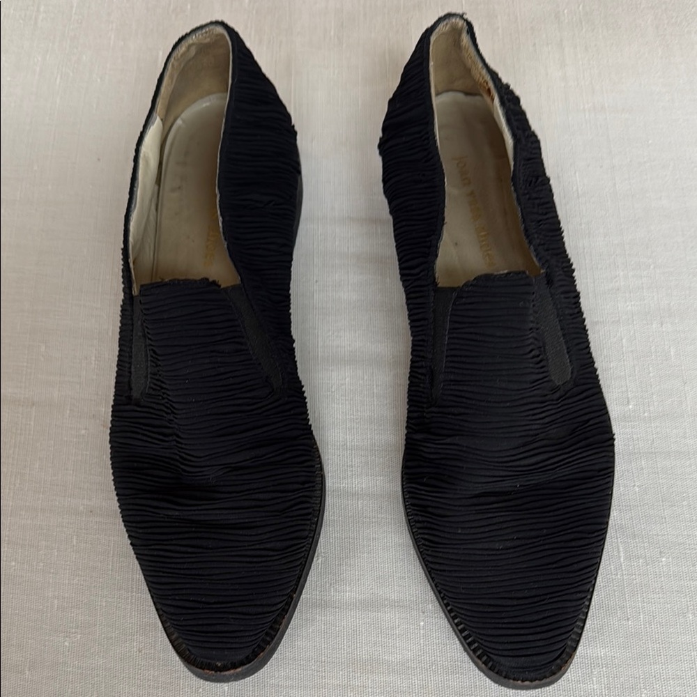 Joan Vass Black Textured Flats Slip-On